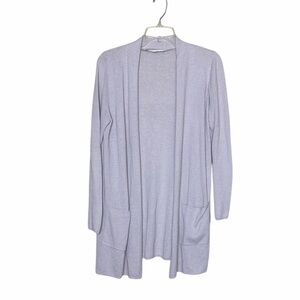 Loft Lavender Linen Blend Open Front Cardigan Sweater Size Medium